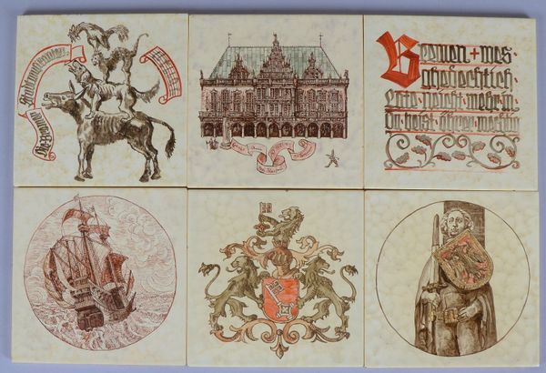 Bremensien: Villeroy & Boch/Dänischburg, 6 Fliesen/Kacheln, 'Bremer Motive'
