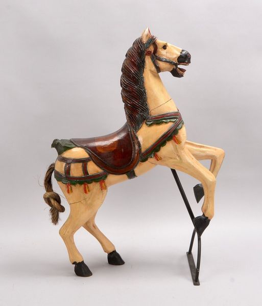 Holzfigur/Dekoration, 'Steigendes Pferd', Holz farbig gefasst; Höhe 74,5 cm