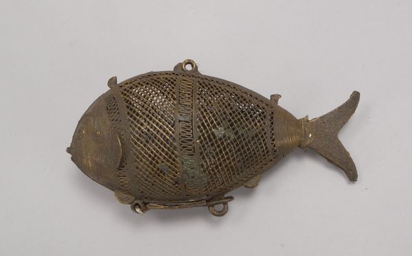 Figürl. Räuchergefäß (Benin), Bronze, 'Fisch', Korpus durchbrochen, mit Öse