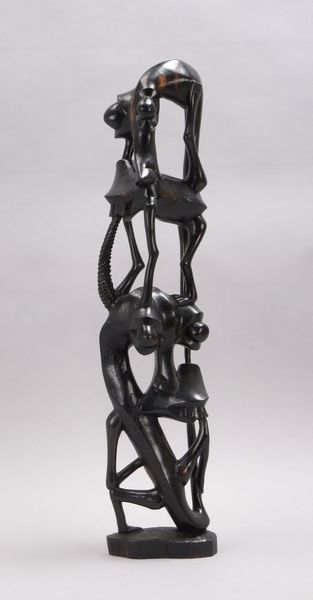 Holzskulptur (Makonde), 'Abstrakte Figurengruppe', Ebenholz; Höhe 93 cm