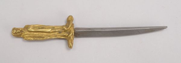 Zeremoniendolch, Bronze feuerverg., Vanitas-Symboldarst.; Länge 24 cm