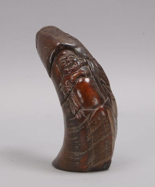 Büffelhorn (China, 20. Jh.), umlaufend mit Reliefdekor ('Buddha'-Motive)