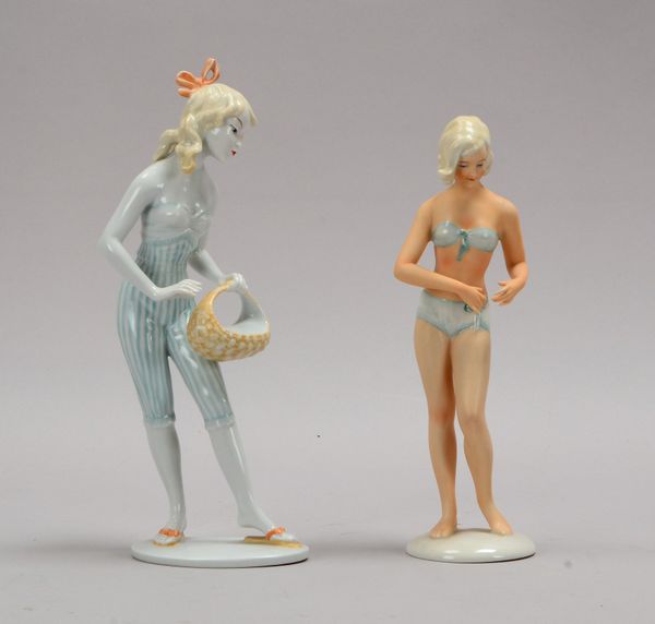 Unterweißb./Thüringen, 2 Porz.-Figuren, Entw.: K. Steiner; Höhe 25 cm und 22 cm