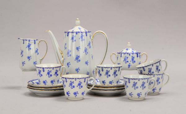 Fürstenberg, Kaffeeservice, alt, 'Blauer Blumenrand', Nr. '20084/18', für 6 Pers.