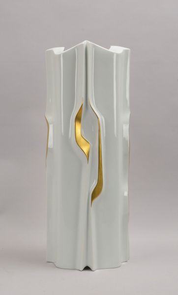 Fürstenberg, gr. Bodenvase, Op Art, Entw.: K. Henning, goldstaffiert - selten!