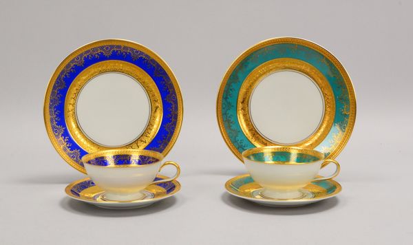 Hutschenreuther/Selb (1952 - mit Karlsbader Ätzgravur), 2 Kaffeegedecke, 'Tête-à-tête'