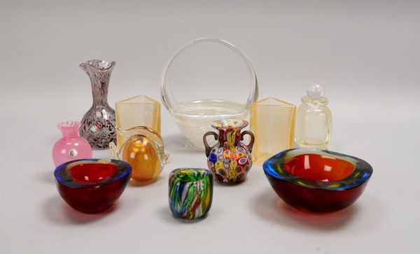 Kleines Glaskonvolut (Murano), verschiedene Glasobjekte, 11 Stück