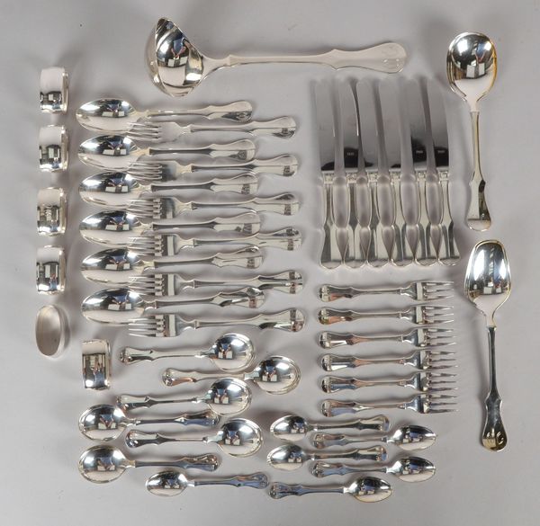 Robbe & Berking, Tafelbesteck, 800 Silber, 'Alt Copenhagen', florale Ziselierungen
