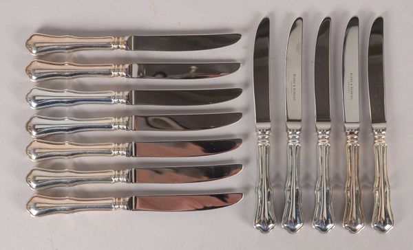 Robbe & Berking, 12x Obstmesser, Griffe 925 Sterlingsilber, mit orig. Klingen