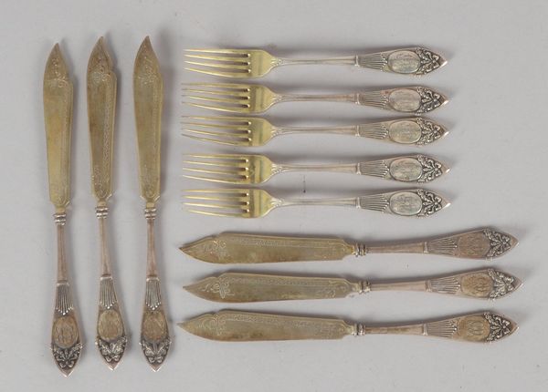 Kock & Bergfeld, Obstbesteck, 800 Silber, für 6 Pers.; Gew. 330 g (-1 Gabel)
