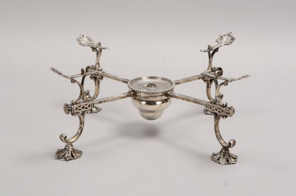 Rechaud mit Brenner, 925 Sterlingsilber (mehrf. punz.), klappbar/Stellfläche variabel