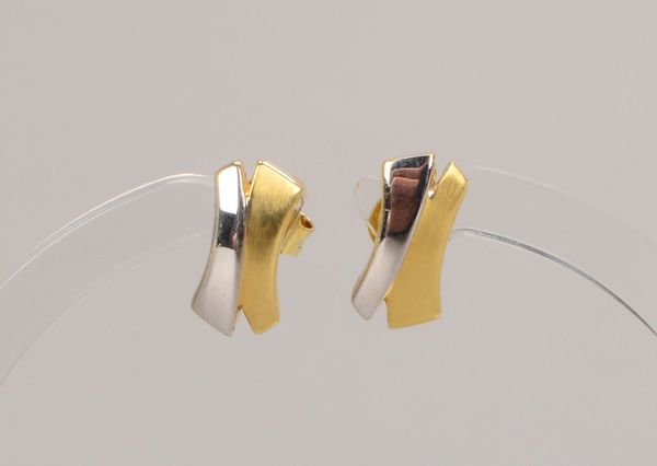 Paar Ohrstecker, 585 GG/WG (gestempelt); Länge 11 mm, Gewicht 2 g