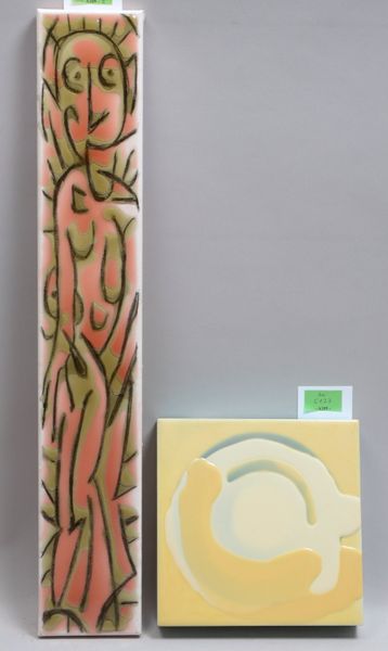 Wicke, Harm, 2 Künstlerarbeiten, 'Abstr. Kompositionen', Epoxidharz auf Leinwand