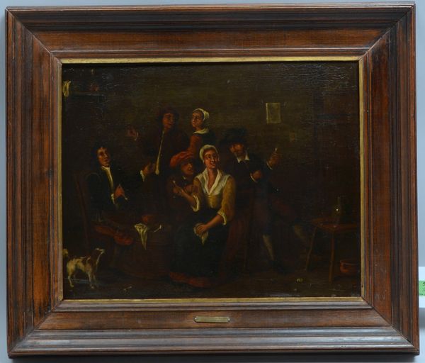 Lundens, Gerrit, 'Wirtshausszene', Öl auf Holz, verso Auktionshausbeleg/1958