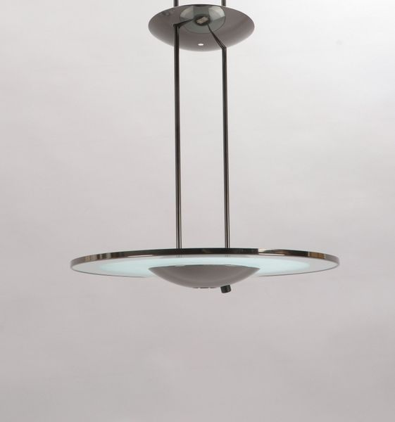 Estiluz, Designer-Deckenlampe, 1-fl., runde Glasscheibe/z.T. mattiert, verstellbar