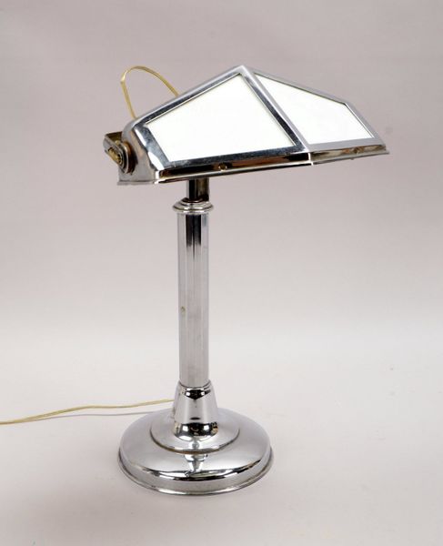 Tischlampe, 1-fl., mit Chromgestell, verstellbar - funktionstüchtig; Höhe bis 55 cm