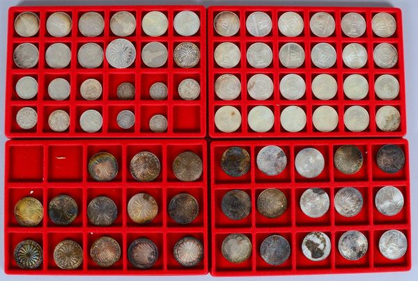 Kleine Münzsammlung, 'BRD': '5 DM', '10 DM', u.a., in 4x Münztableaus