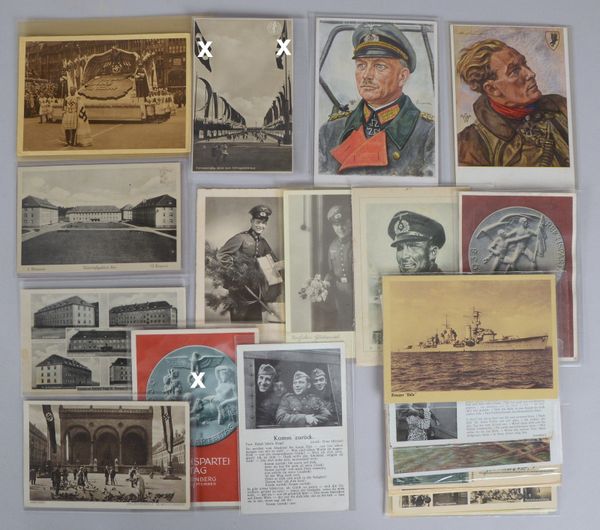 Kl. Postkartensammlung, 'III Reich': 25x Propaganda-Karten, 25 Stück/teils frankiert