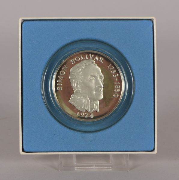Silbermünze: '20 Balboas - Panama, 1974', 925 Sterlingsilber, 'Simon Bolivar'