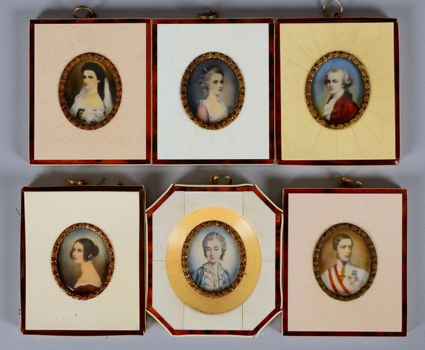 6 Miniaturmalereien, 'Histor. Persönlichkeiten', verschiedene Portraits in Öl