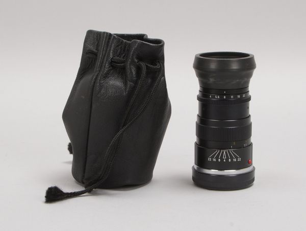 Sammler-Kamerazubehör (Leitz/Wetzlar): Leica-Wechselobjektiv 'Elmar 1:4/90 mm'