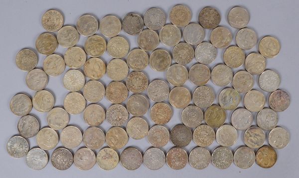 Münzsammlung ('Volksrep. Polen'), 750 Silber: 81x '10 Zloty', versch. Jahrgänge; Gew. 1.775 g