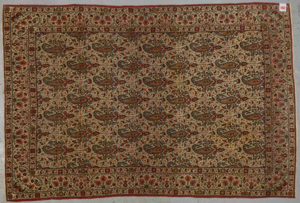 Ghom, mittelfeine Kn., Pflanzenfarben, mit Botehs durchgemustert, gleichm. Flor