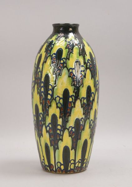 Kunsttöpferei Tonwerke Kandern, Keramikvase, sign. 'KTK', Schlickermalerei
