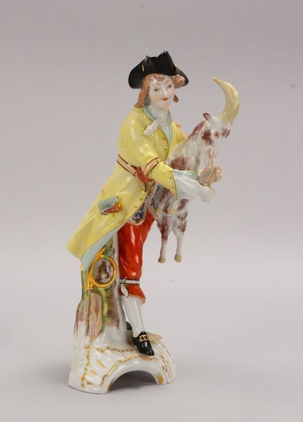 KPM Berlin, Porz.-Figur, 'Junger Hirte mit Pfeife und Ziegenbock', Entw. Fried. Elias Meyer