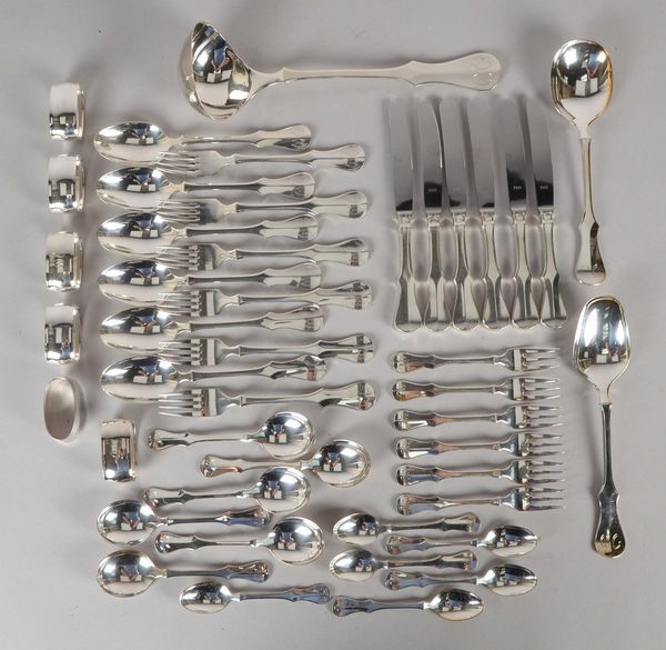 Robbe & Berking, Tafelbesteck, 800 Silber, 'Alt Copenhagen', florale Ziselierungen