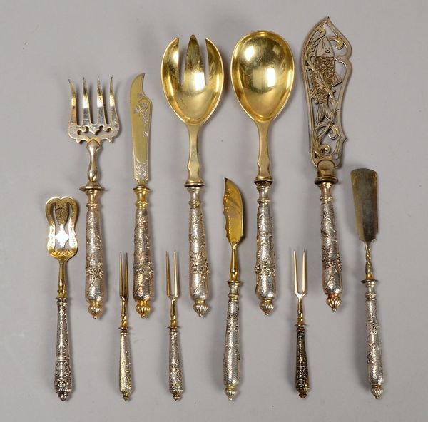 Tafelbesteck-/Vorlegeteile, Silber, versch. Funktionen und Ausführungen, 11 Stück