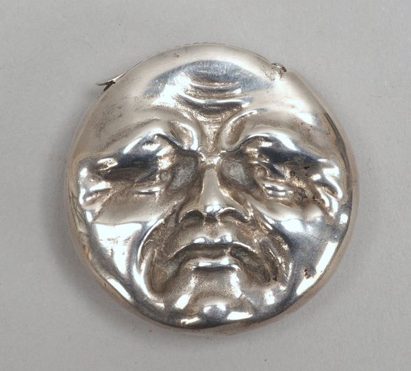 Streichholz-Etui, Sterlingsilber, runde Form, beids. Maskenrelief: 'Melpomene'/'Thalia'