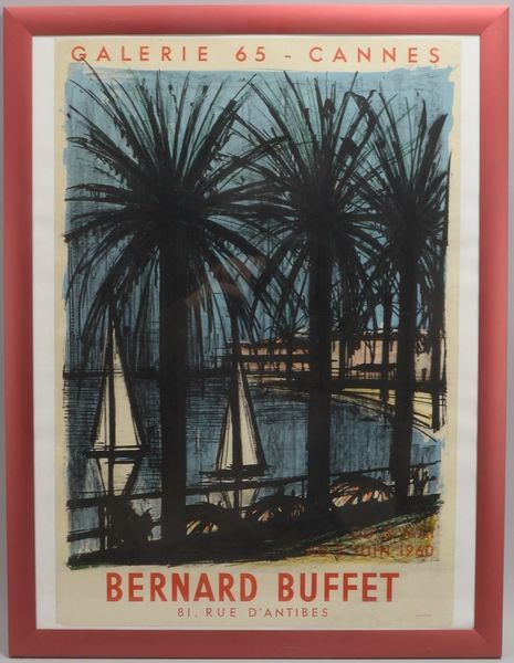 Buffet, Bernard, 'Galerie 65 - Cannes 1960', Ausstellungsplakat, hinter Glas ger.