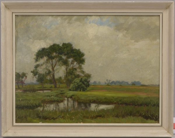 Gemälde, 'Fischerhuder Landschaft', Öl/Lw, auf Platte aufgezogen/gerahmt, unsign.
