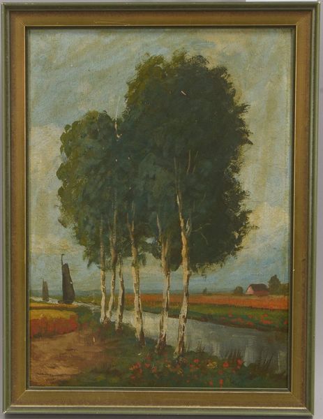 Gemälde, 'Birken am Torfkanal', Öl auf Malkarton/ger.; Bildmaße ca. 29,5 x 22 cm