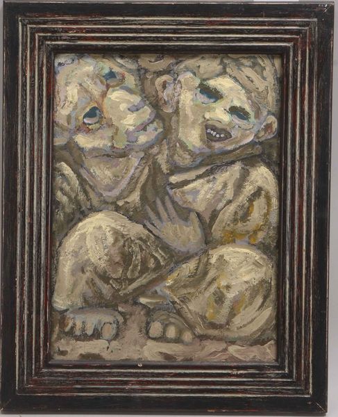 Gemälde, 'Mann mit Affe(?)', Öl/Hf, unsigniert; Rahmenmaße 50 x 40 cm
