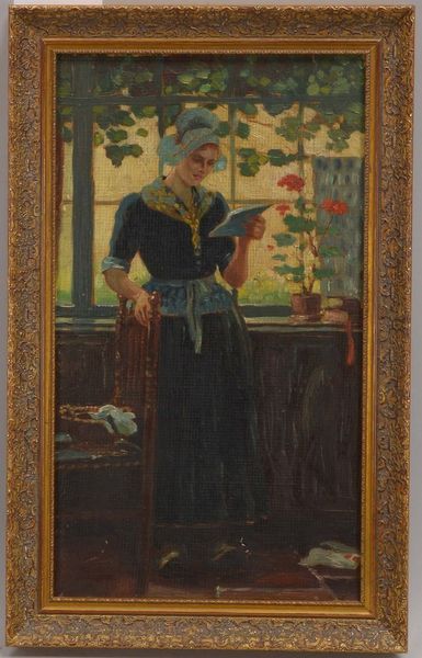 Gemälde, 'Frau in Tracht mit Liebesbrief', Öl/Hf, unsigniert; Maße 35 x 20 cm