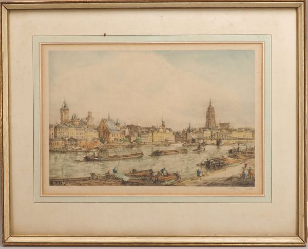 Tritt, Wolfgang, 'Ansicht von Frankfurt a.M.', Farbradierung, bleisign., hinter Glas