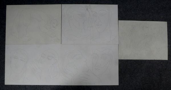 Raiss, Florian, kl. Grafikkonvolut: 5x Umrisszeichnungen/davon 2x beidseitig, unsign.