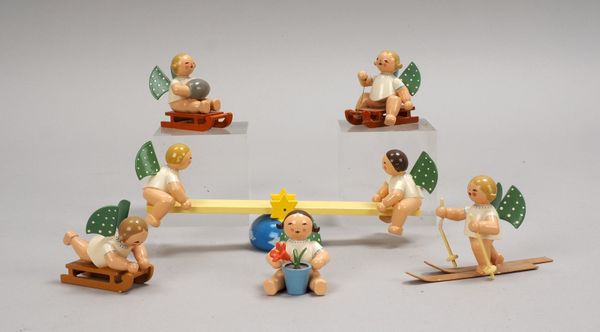 Wendt & Kühn (Erzgebirge), 6 Sammler-Holzfiguren, 'Engelsfiguren'/untersch. Ausf.