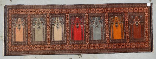 Saf-Orientgalerie, feine Kn., Flor in insges. gutem Zustand; Maße 236 x 80 cm