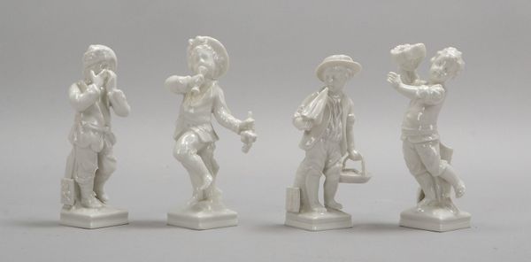 KPM Berlin, 4 Weißporz.-Figuren-Konvolut, 'Allegor. Darstellungen'; Höhe bis 12 cm