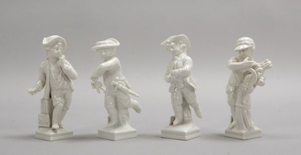 KPM Berlin, 4 Weißporz.-Figuren-Konvolut, 'Allegor. Darstellungen'; Höhe bis 11,5 cm