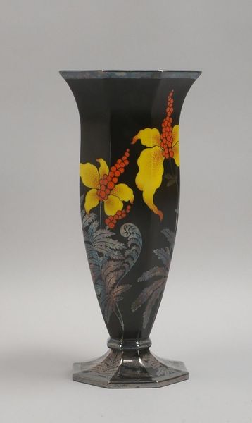 Rosenthal/Bavaria, Porzellanvase, florales Dekor/teils in Silver Overlay, auf schwarzem Grund