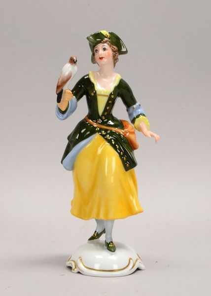 Rosenthal ('Classic Rose'), Porz.-Figur, 'Falknerin', Mod. '870', Entw. Hugo Meisel