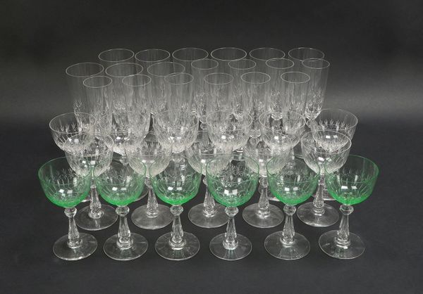 Trinkgläser, Kristallglas/teils geschl., versch. Sätze (Champagner, Wein, Bier), 27 Stück