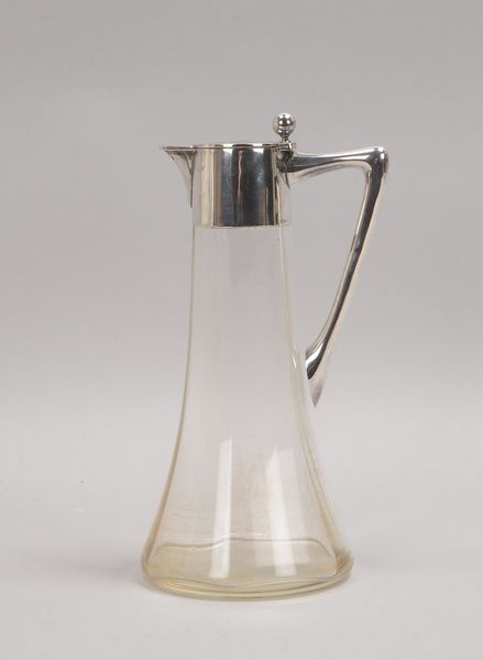 Weinkaraffe, Klarglas, mit 800 Silber-Montierung; Höhe 26 cm