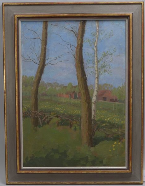 Gemälde, 'Worpsweder Landschaft mit bäuerl. Gehöft', Öl auf Malkarton/ger., unsign.