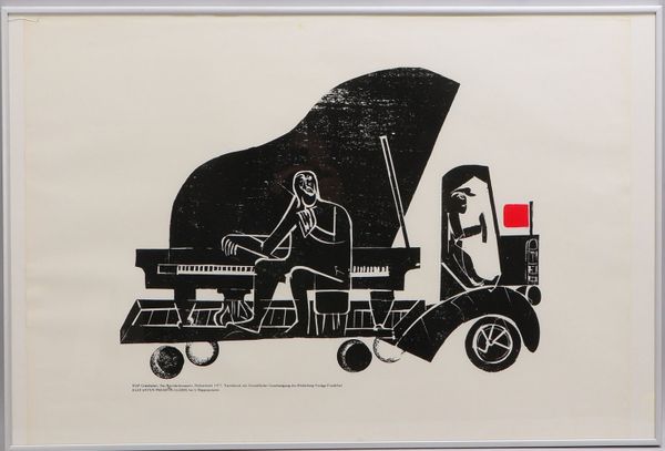 Grieshaber, HAP, 'Das Revolutionsauto', Holzschnitt (1977/Nachdruck), hinter Glas