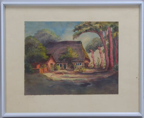 Arnold, Christian, 'Worpsweder Bauernkate', Aquarell, unten li. monogr., hinter Glas
